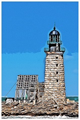 Halfway Rock Lighthouse with Solar Panels - Digital Painting